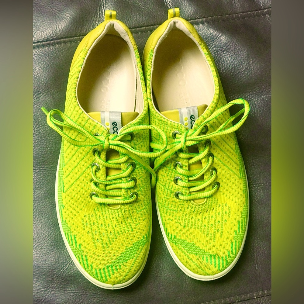 Ecco Hydromax Hybrid Knit Green Lace Up Golf Shoes Women Size 40 Extra Wide